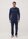 Blue pure organic cotton pyjamas with Henley neckline, regular fit_0