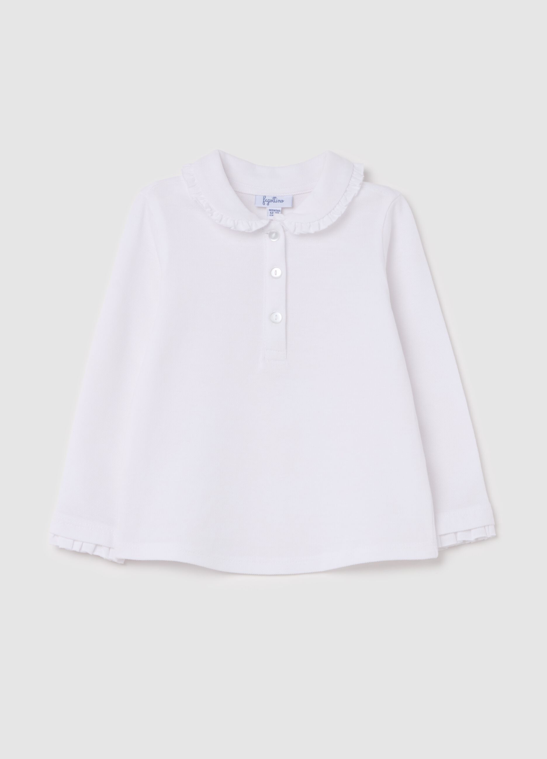 Polo in pique with ruffles