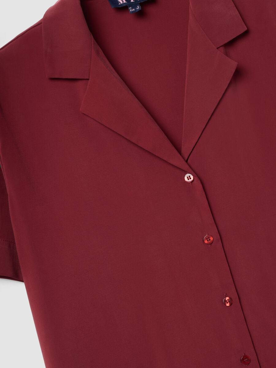 Camicia over fit rossa in misto viscosa a maniche corte_6