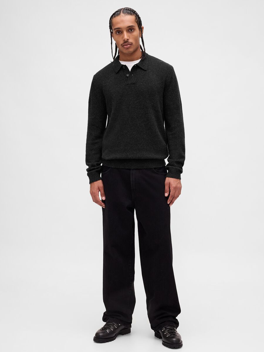 Black sweater in wool and polyamide blend_1