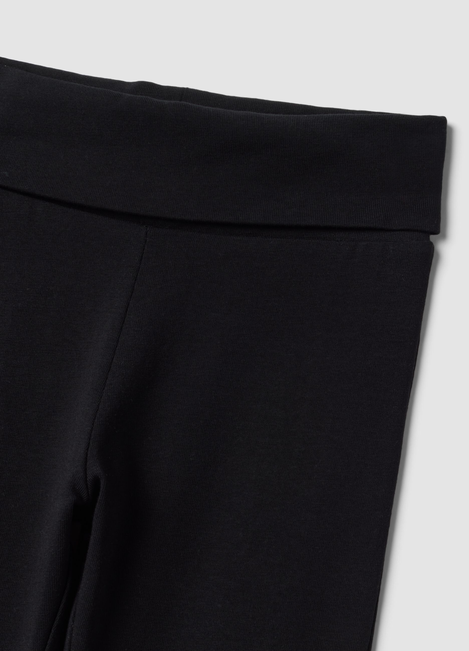 Black flared leggings in stretch organic cotton for girls