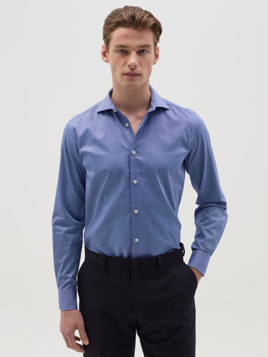 Slim-fit easy-iron shirt in Oxford cotton_0