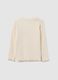 Beige Stretch Cotton Baby Girl Sweater_1