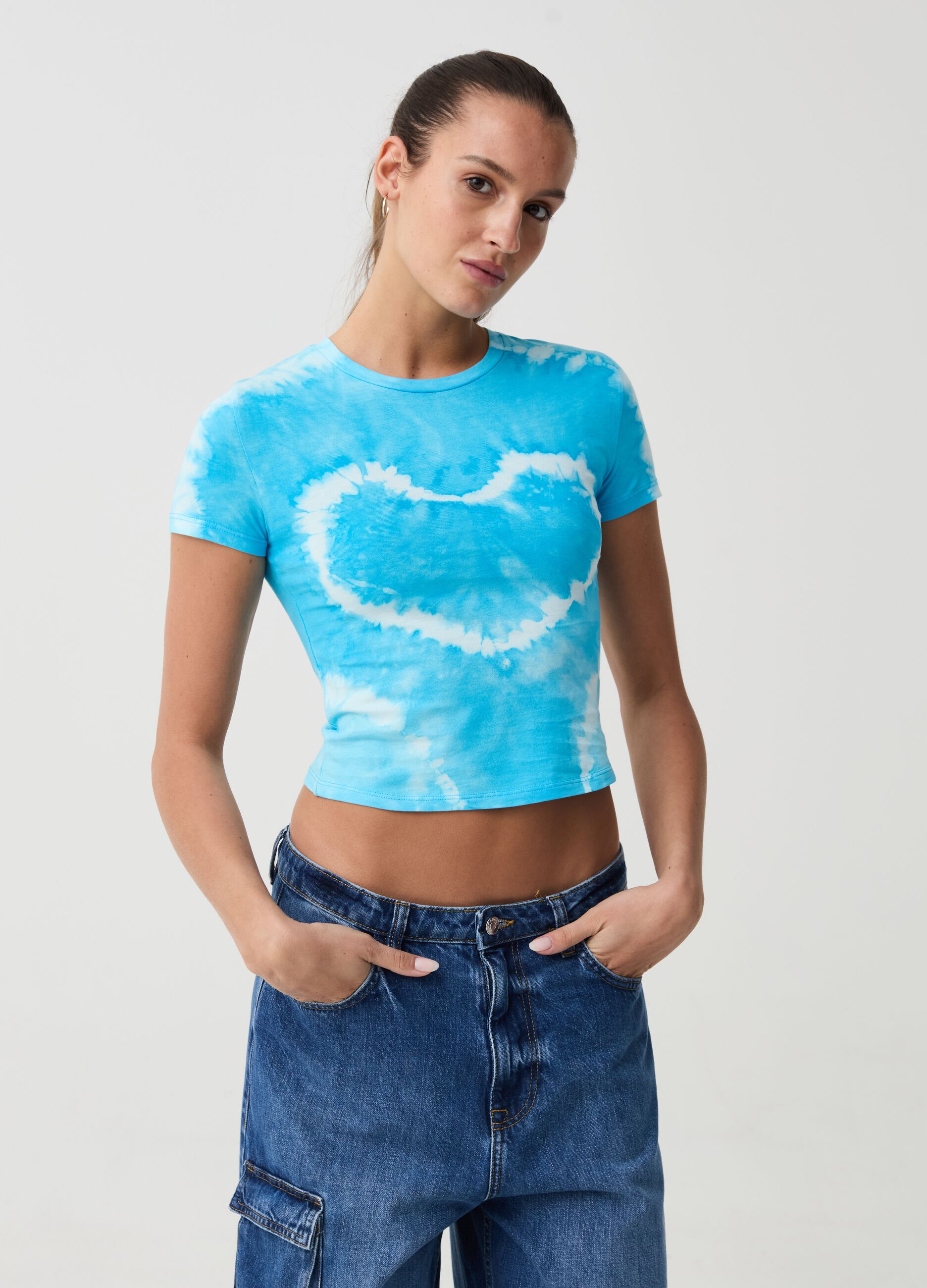 Cropped T-shirt in cotton