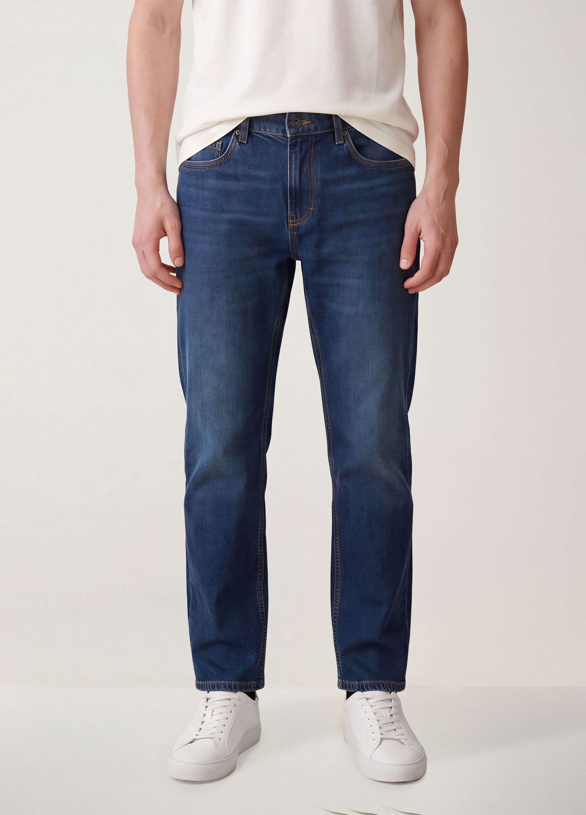 Regular fit denim jeans in pure cotton