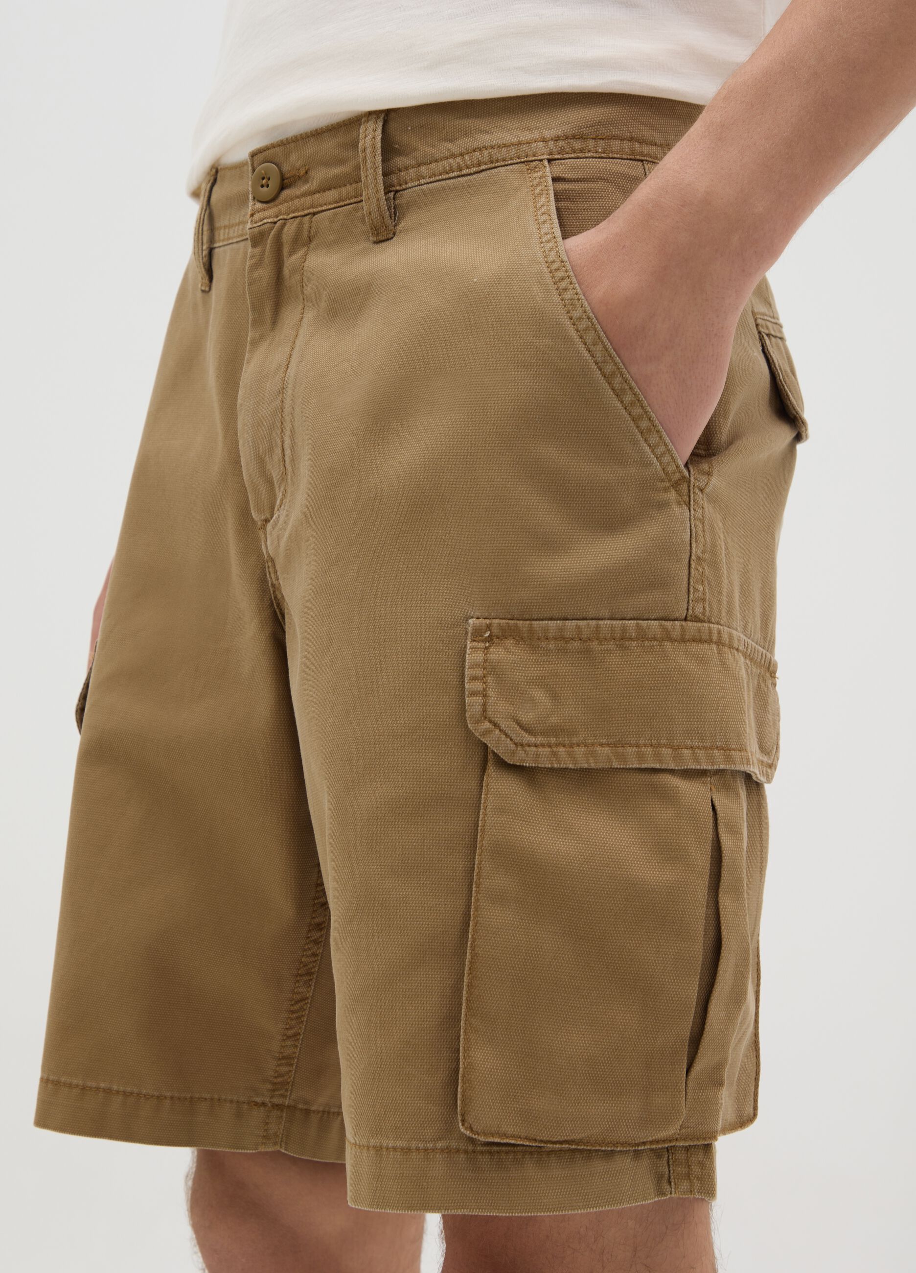 Men's brown pure cotton regular fit shorts