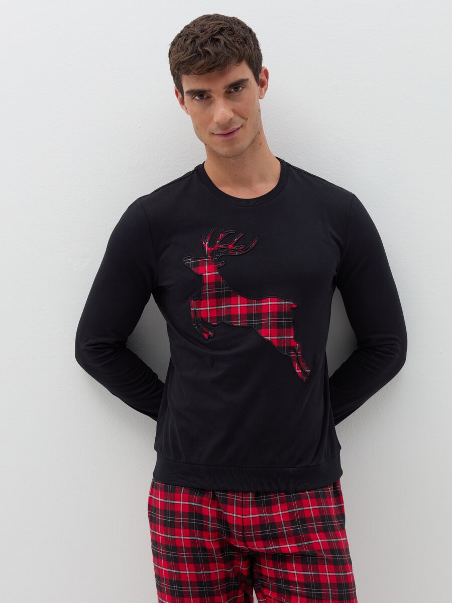 Pyjamas with tartan pattern and animal patch_1