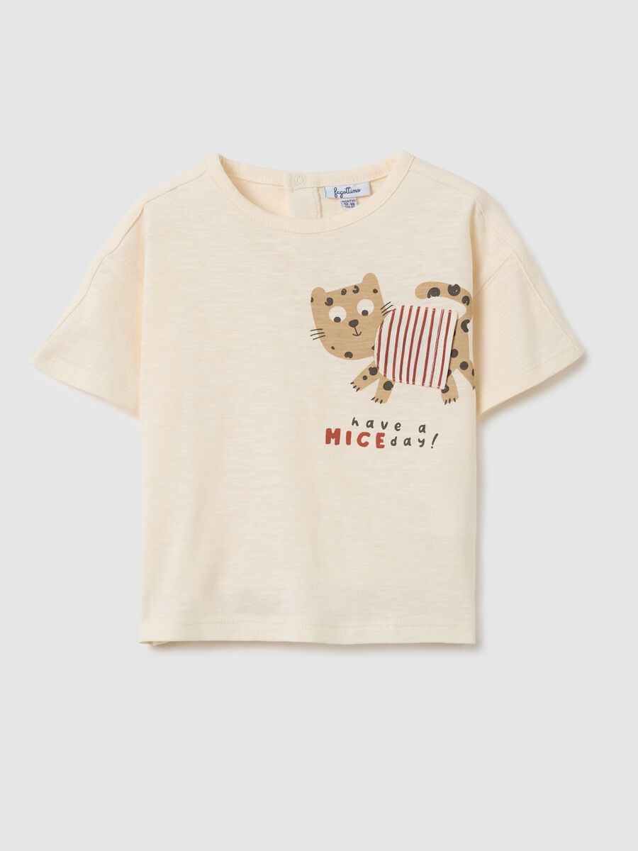 Baby T-shirt in pure beige cotton regular fit_0