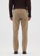 Beige stretch cotton ribbed slim fit trousers_2