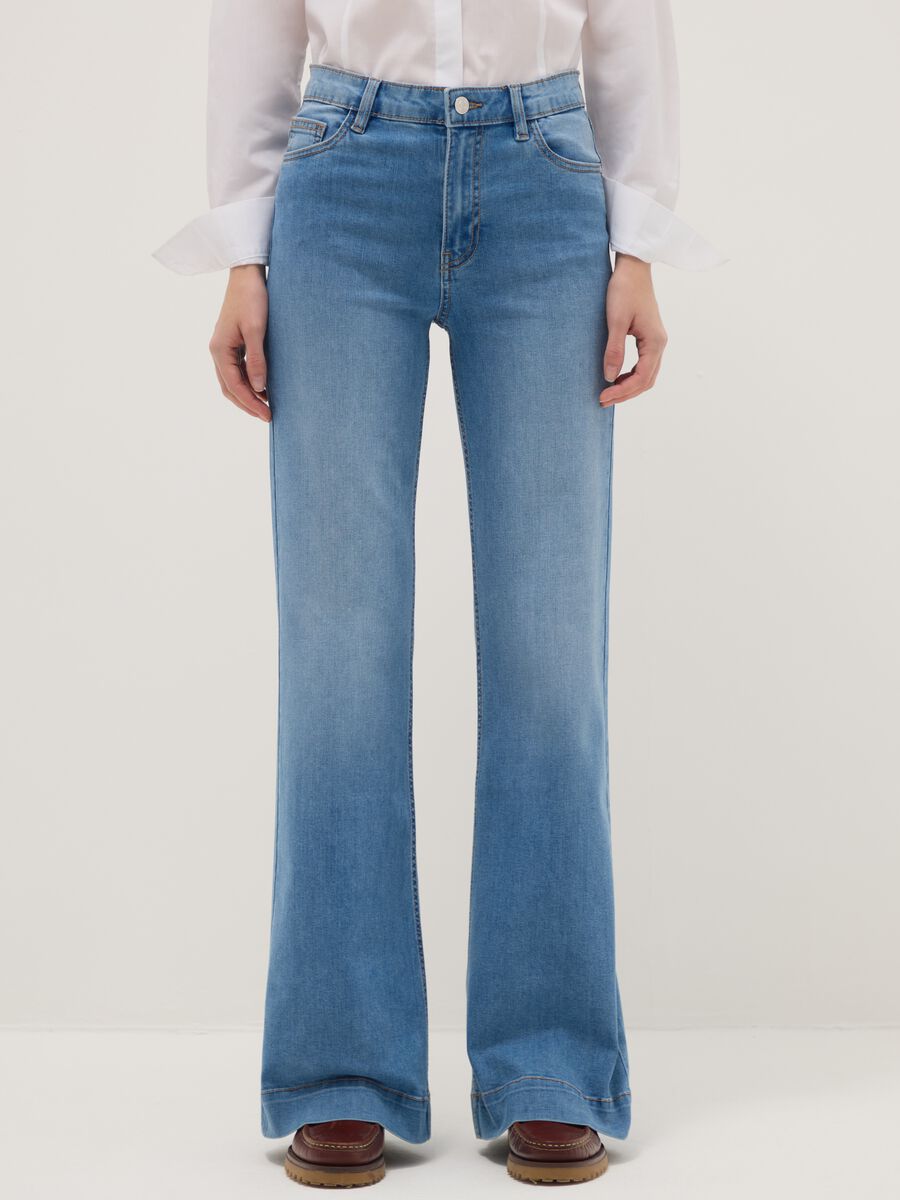 Blue denim bootcut jeans_1