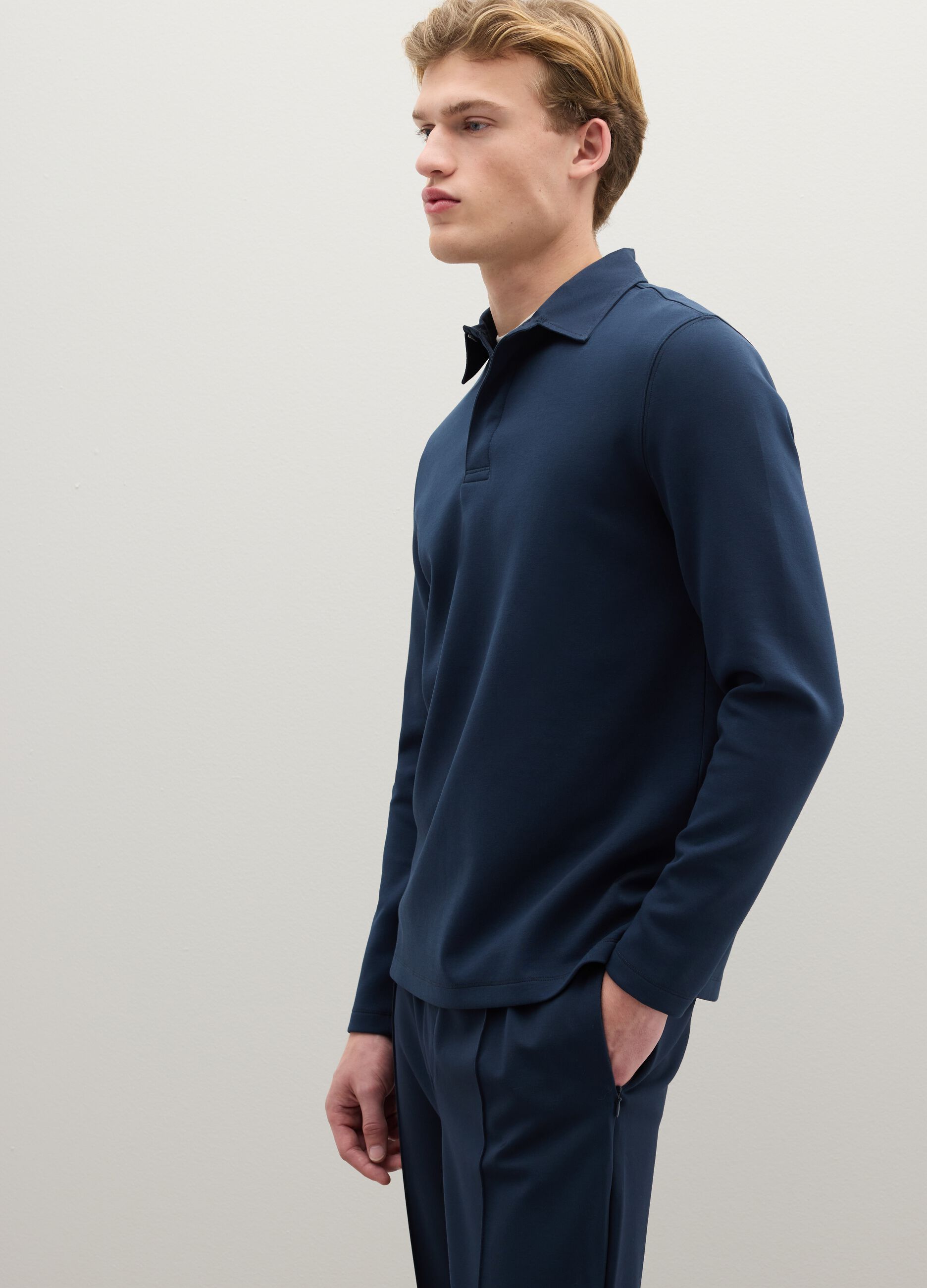 Blue stretch cotton polo regular fit