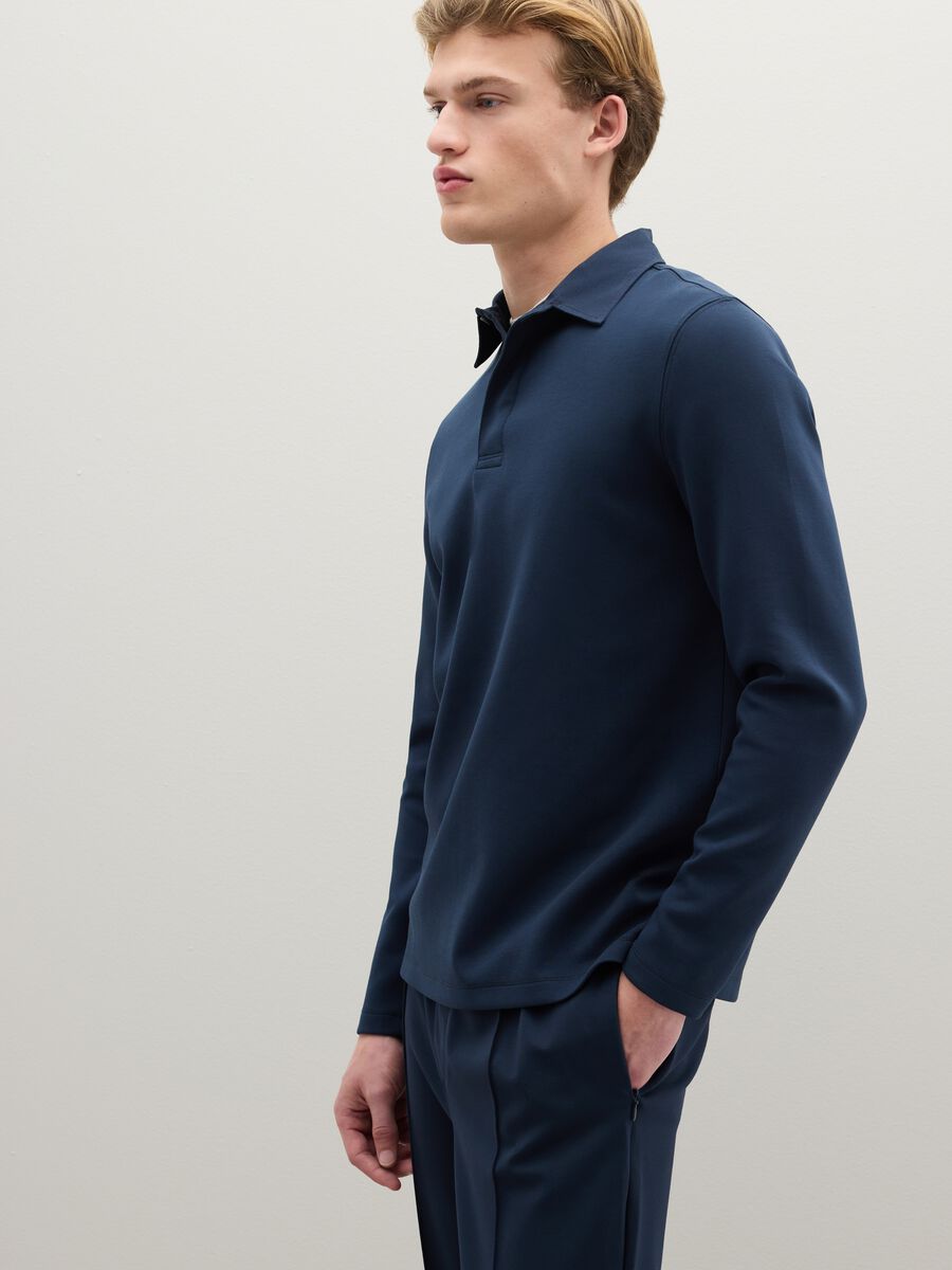 Blue stretch cotton polo regular fit_0