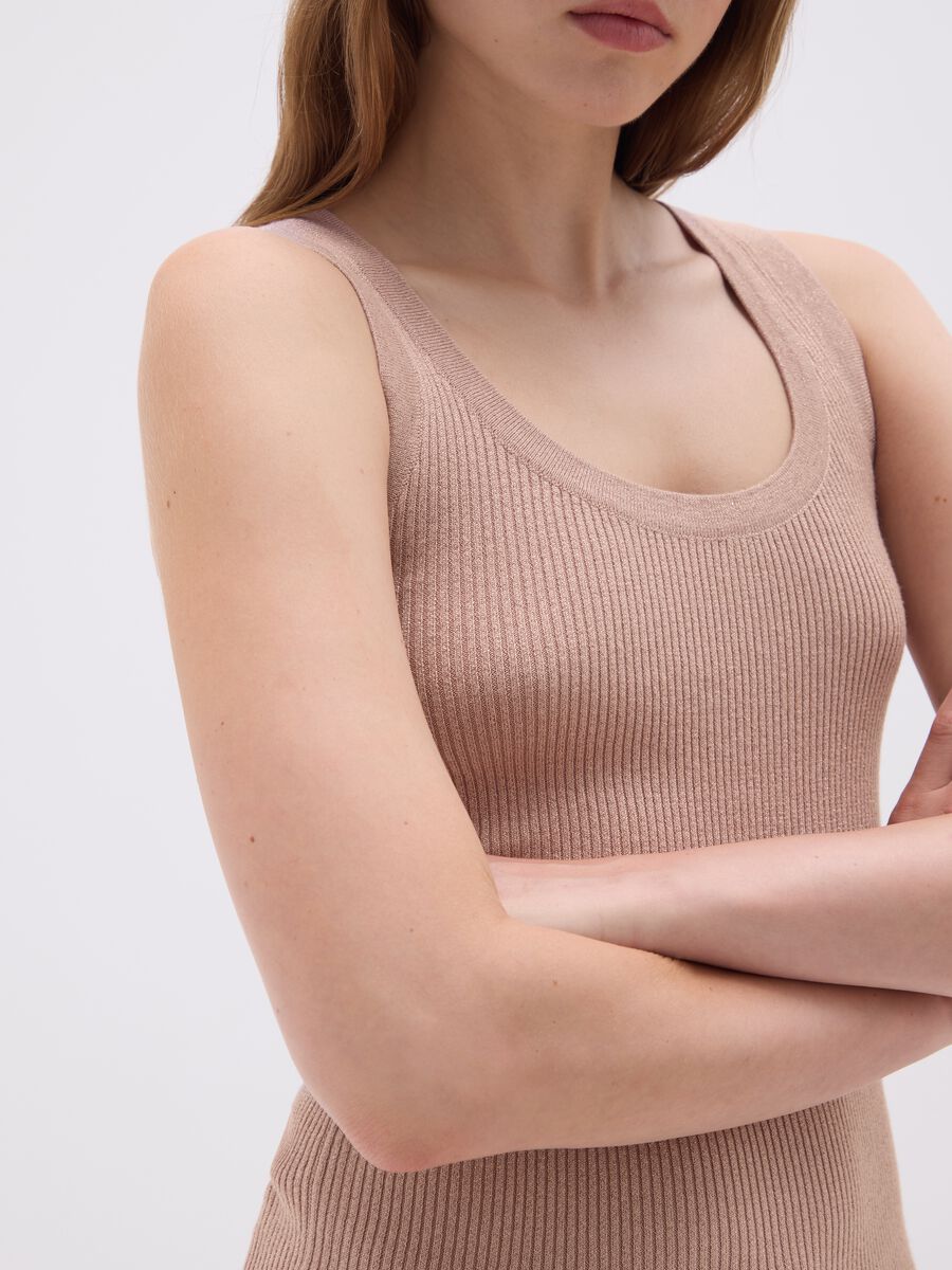 Women's pink stretch fabric tank top_3