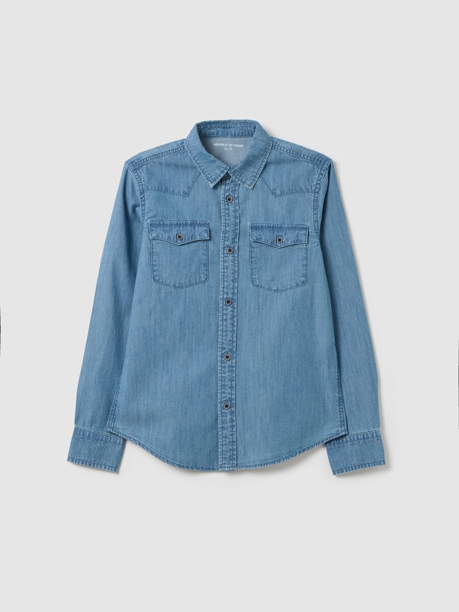 Blue classic shirt in chambray denim_3
