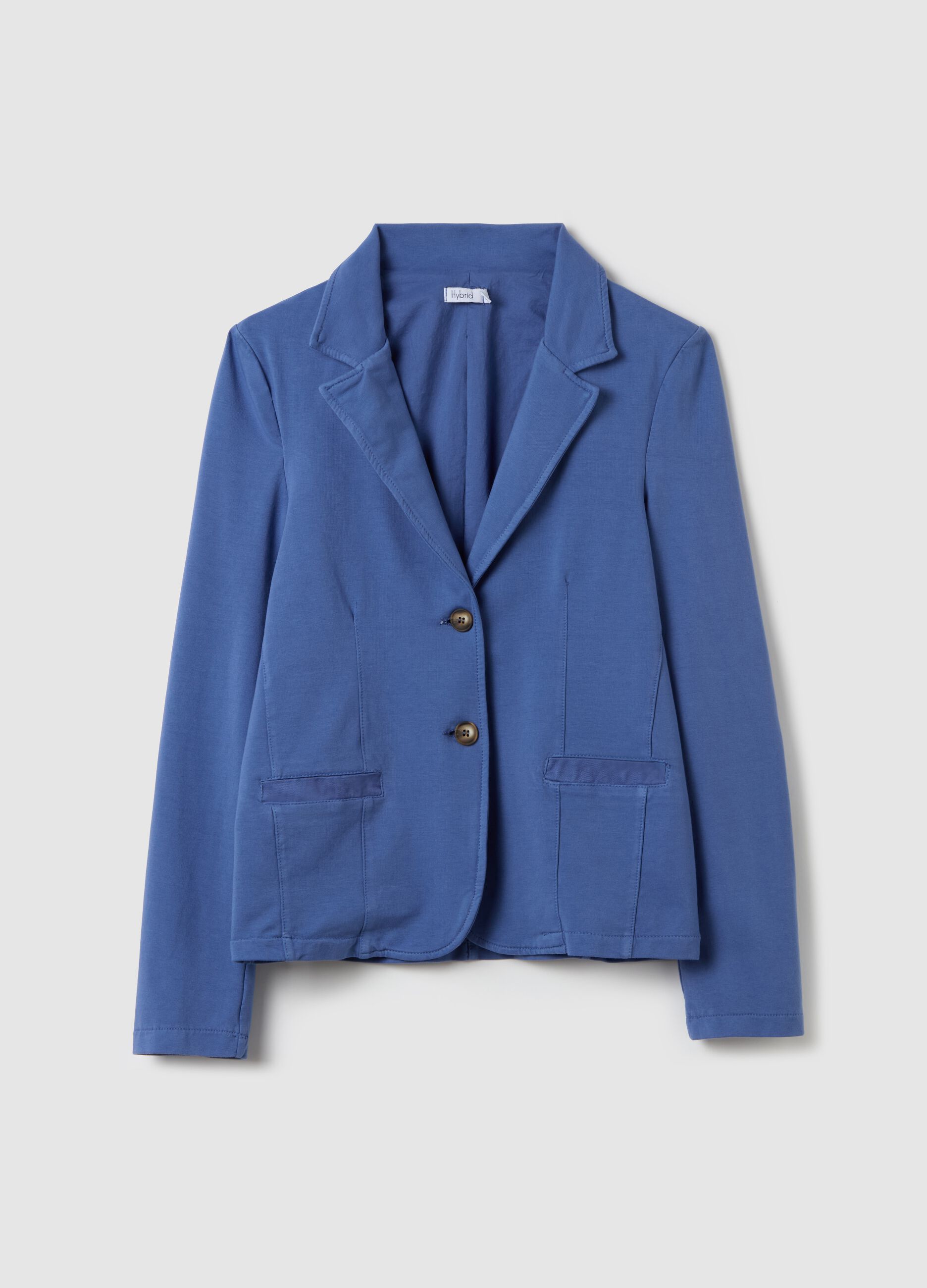 Single-breasted blazer in stretch cotton