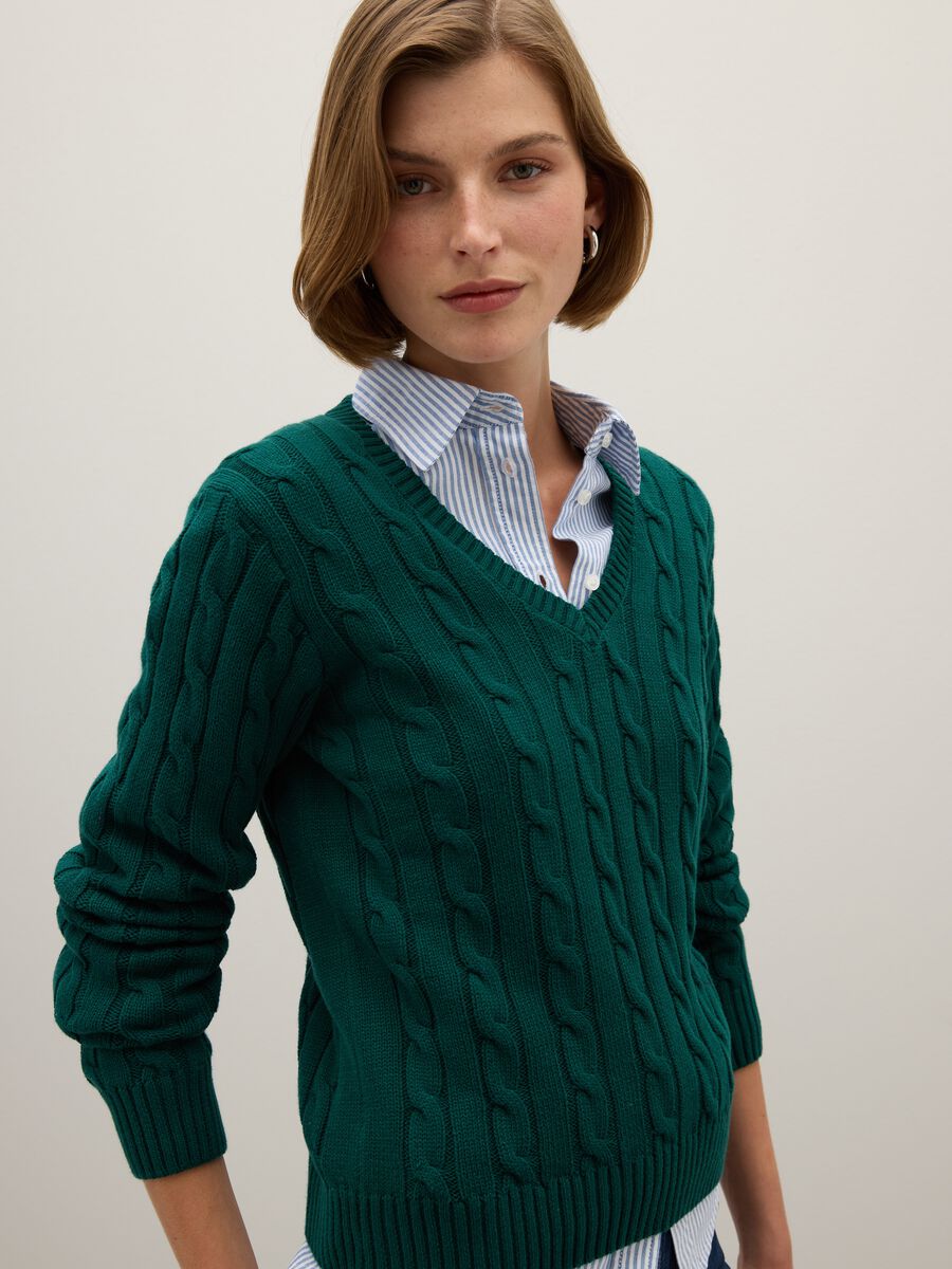 Maglione in puro cotone verde regular fit_3