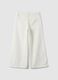 Girls' Wide Leg Pure Cotton White Trousers with Flowers_4