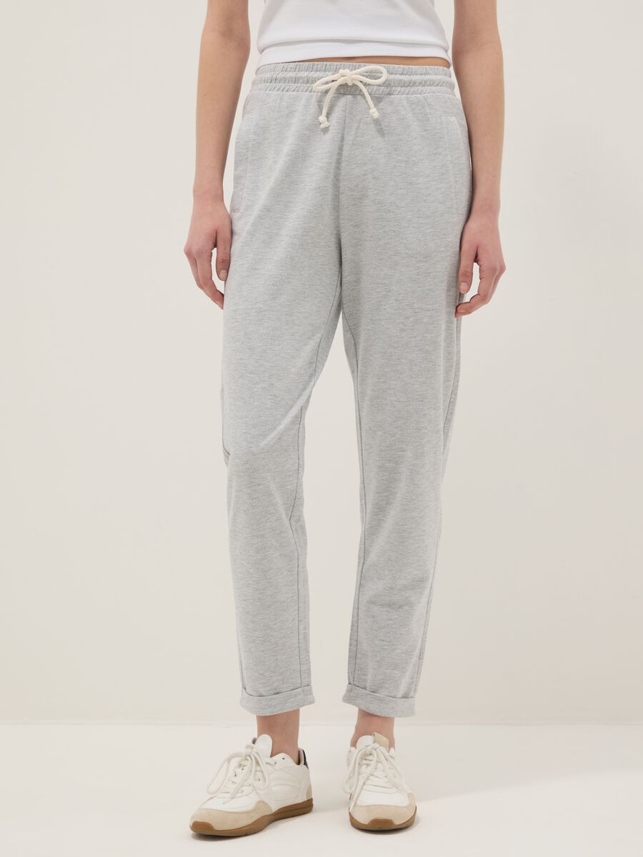 Pantaloni jogger in puro cotone grigi regular fit_1