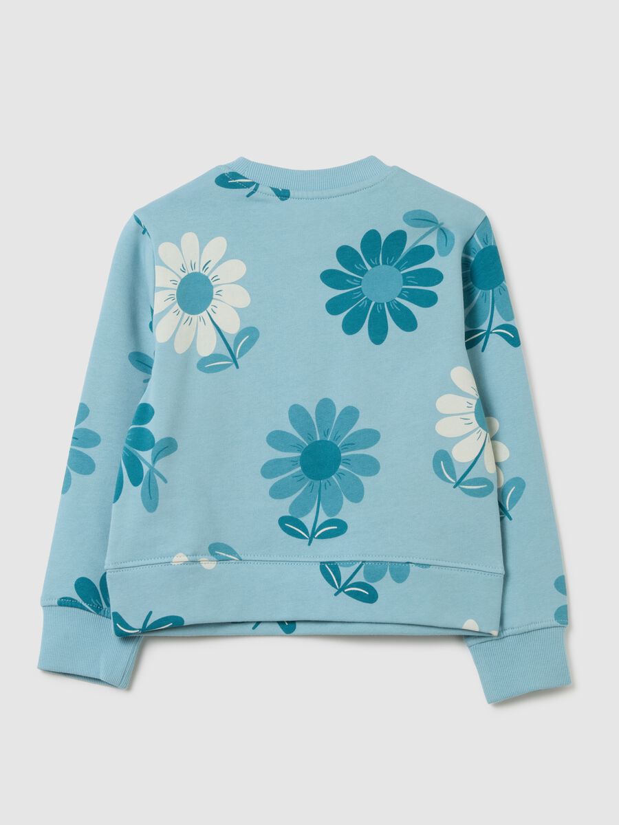Girls' regular fit pink pure cotton sweatshirt with floral print_1
