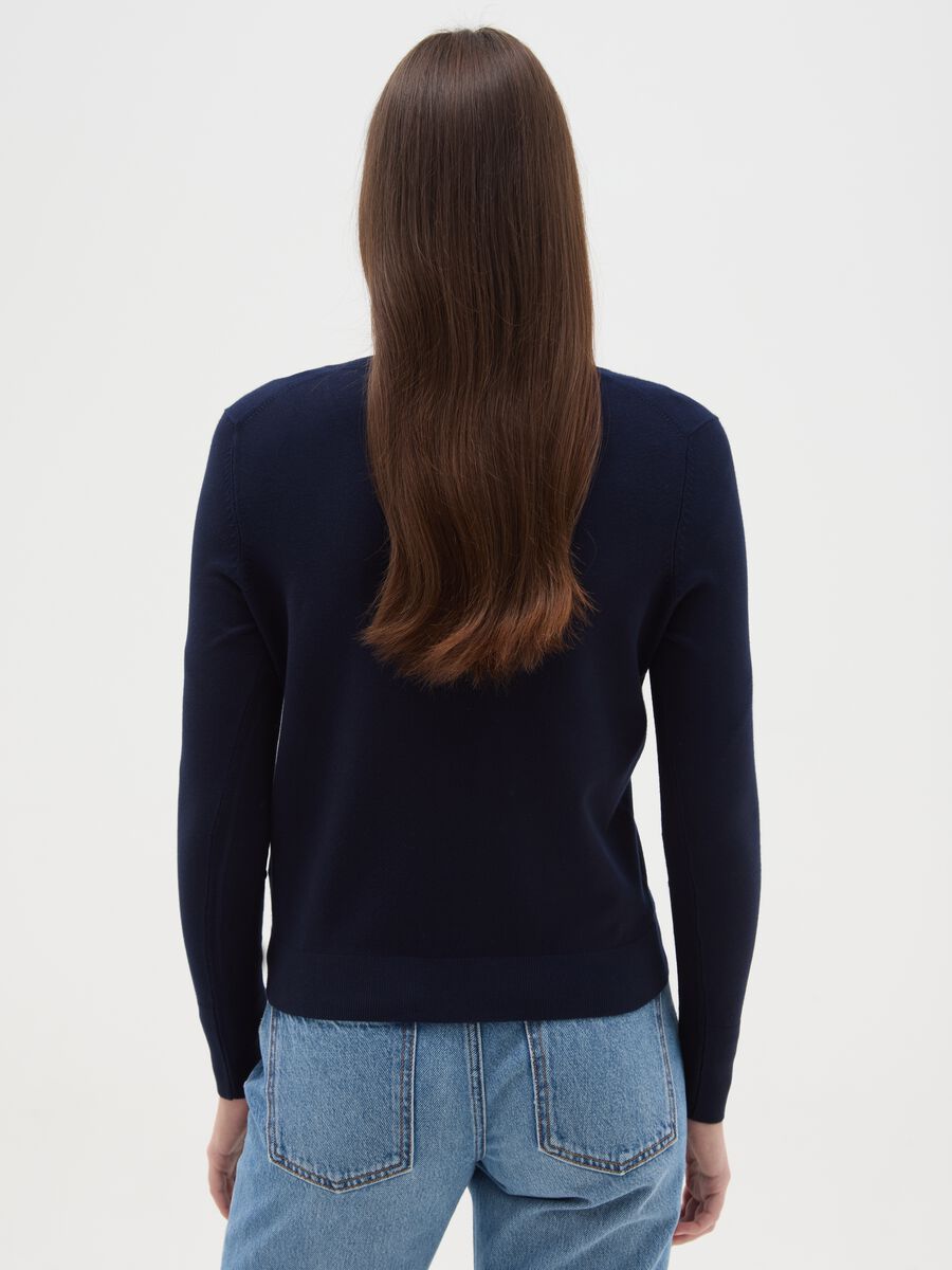 Cardigan blu regular fit con bottoni_2