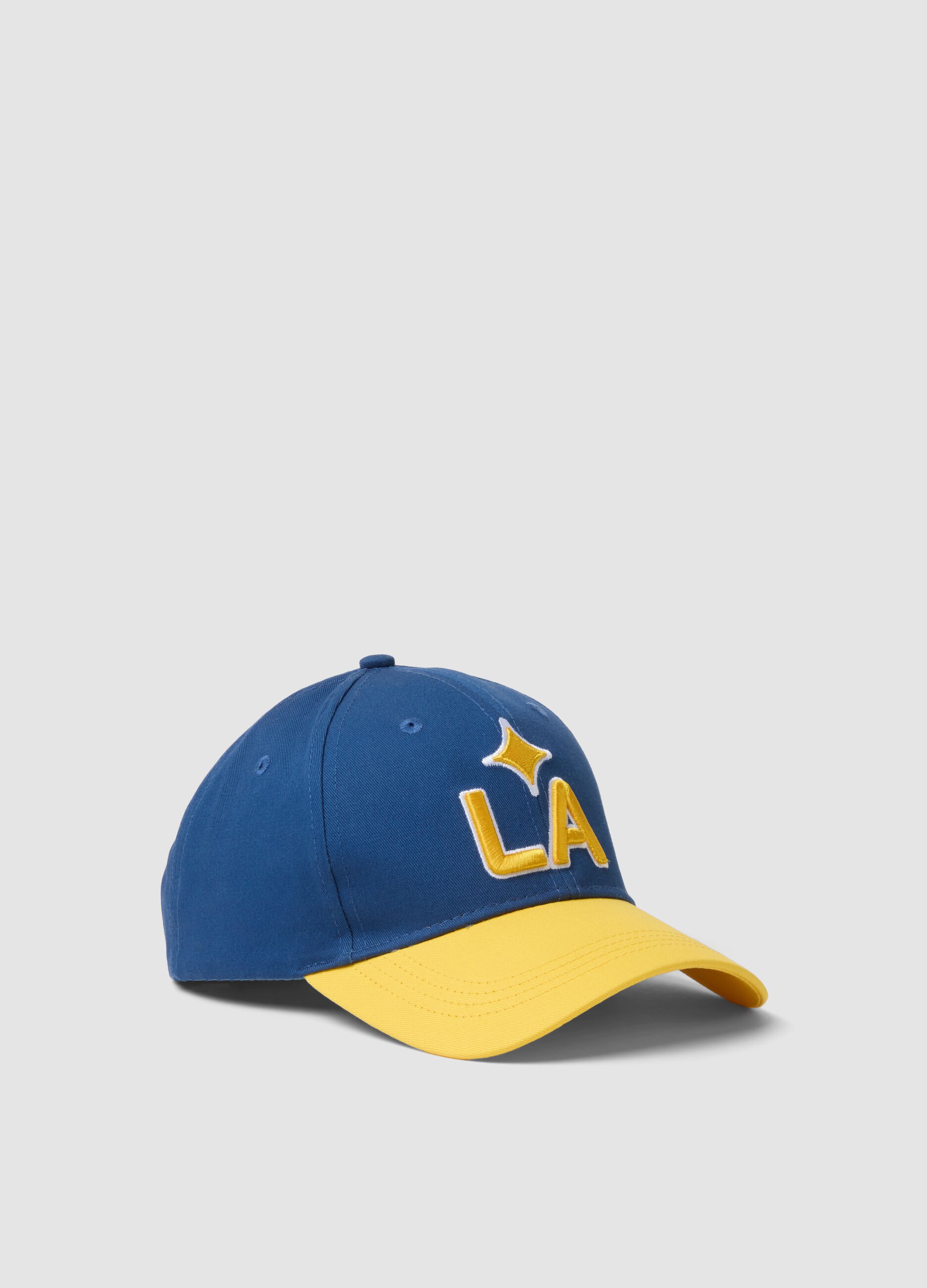Blue and yellow pure cotton cap with LA Galaxy embroidery