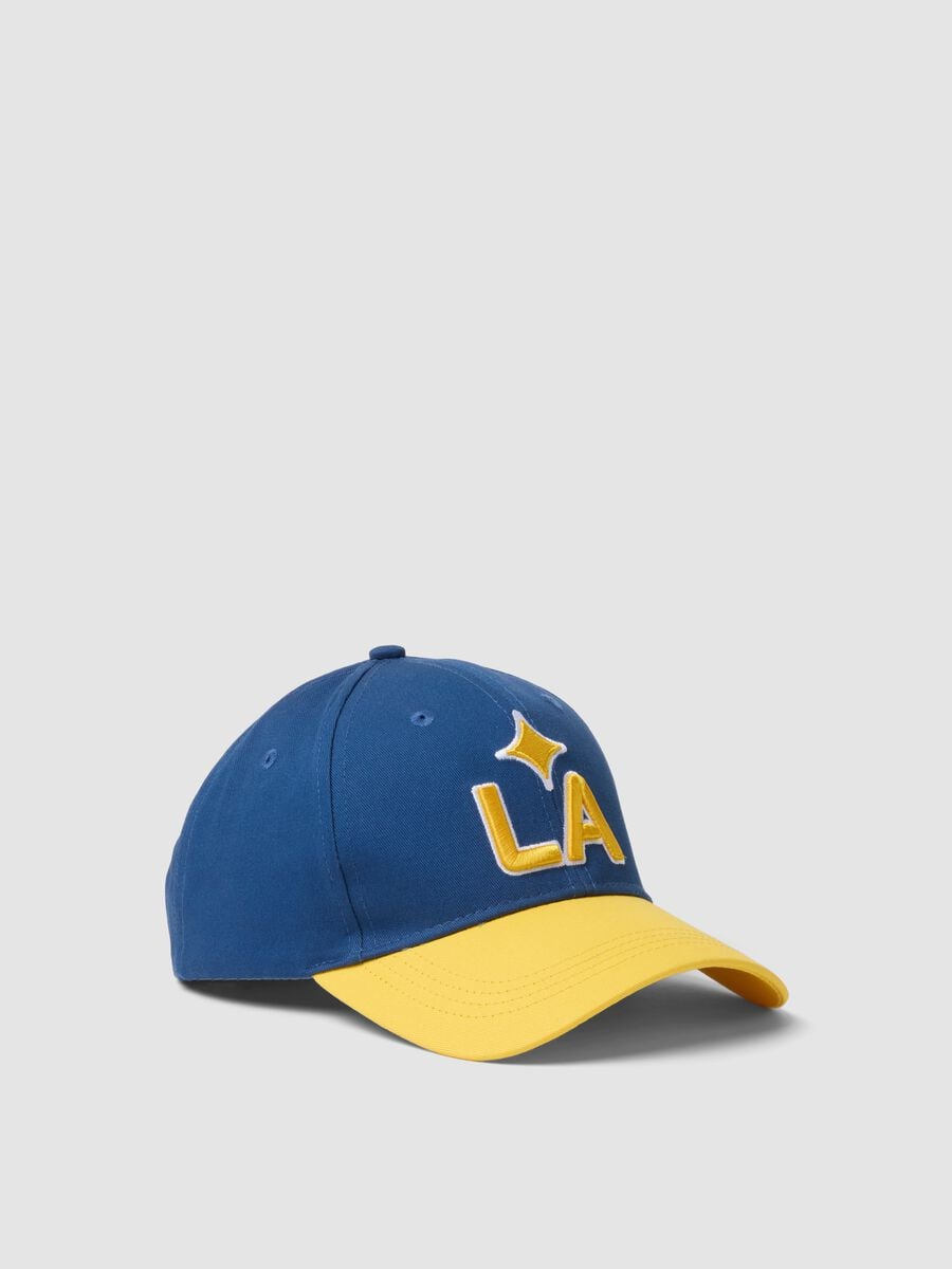 Blue and yellow pure cotton cap with LA Galaxy embroidery_0