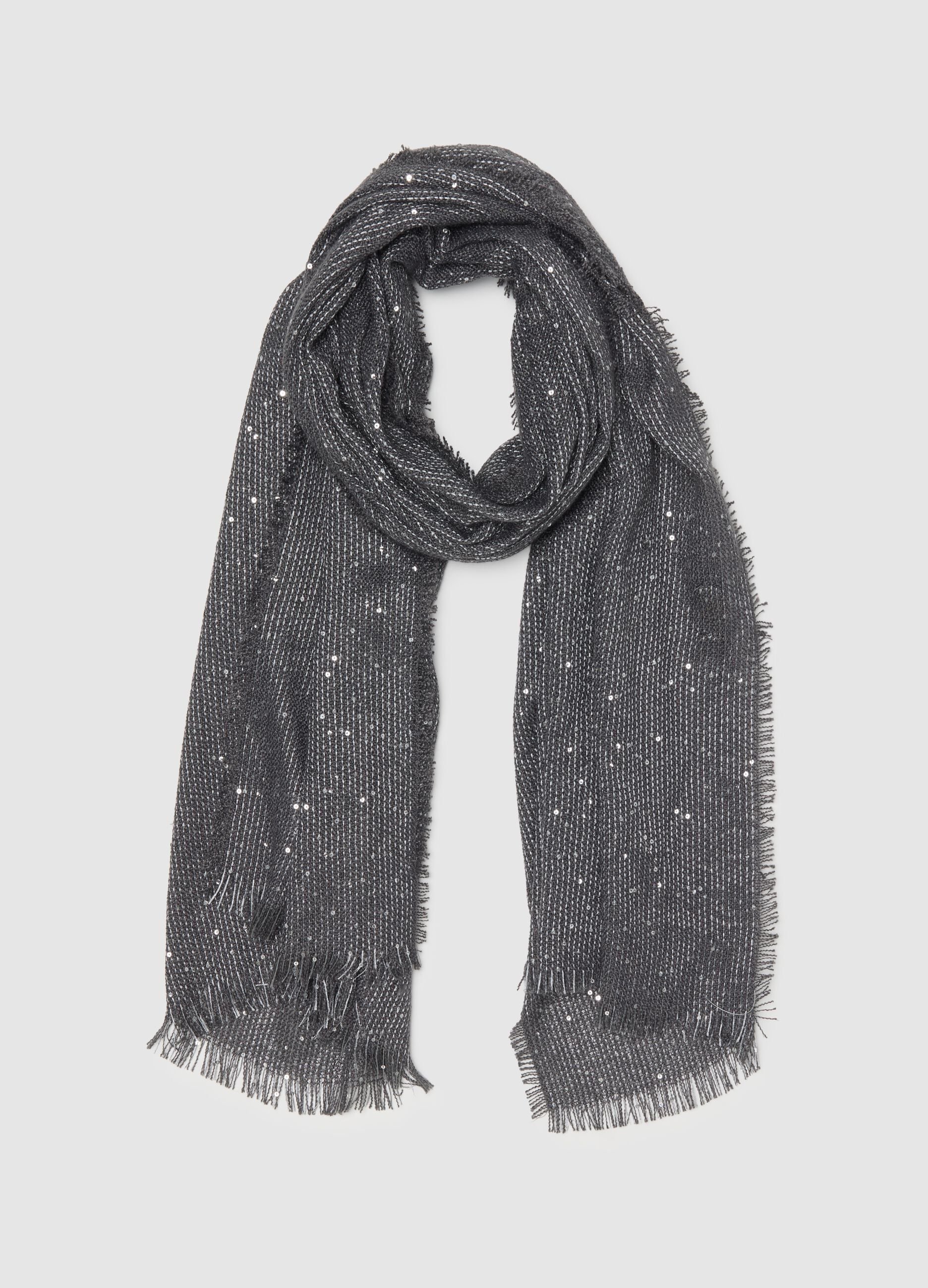 Grey Scarf with Metallic Details