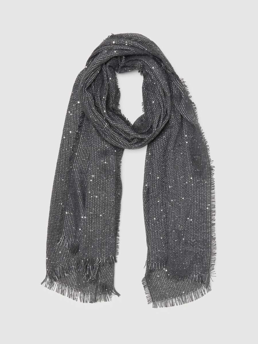 Grey Scarf with Metallic Details_0