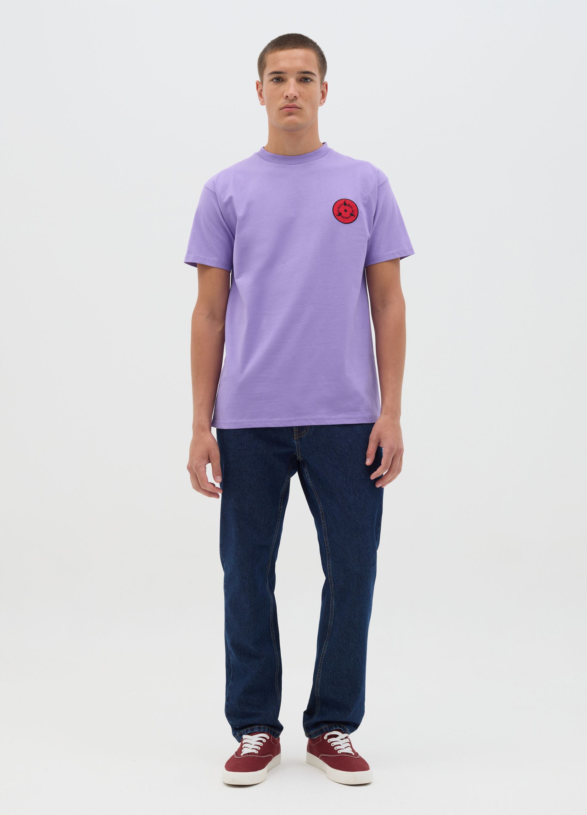 T-shirt da uomo in puro cotone viola regular fit