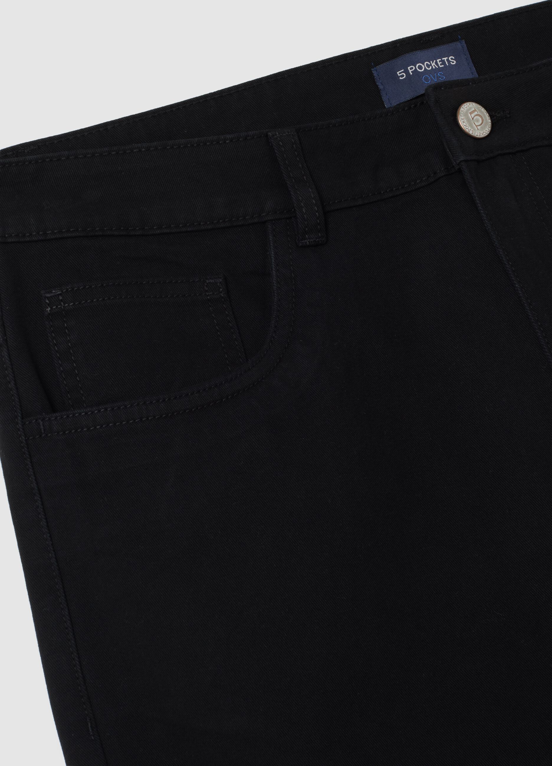 Black Regular Fit Pure Cotton Trousers