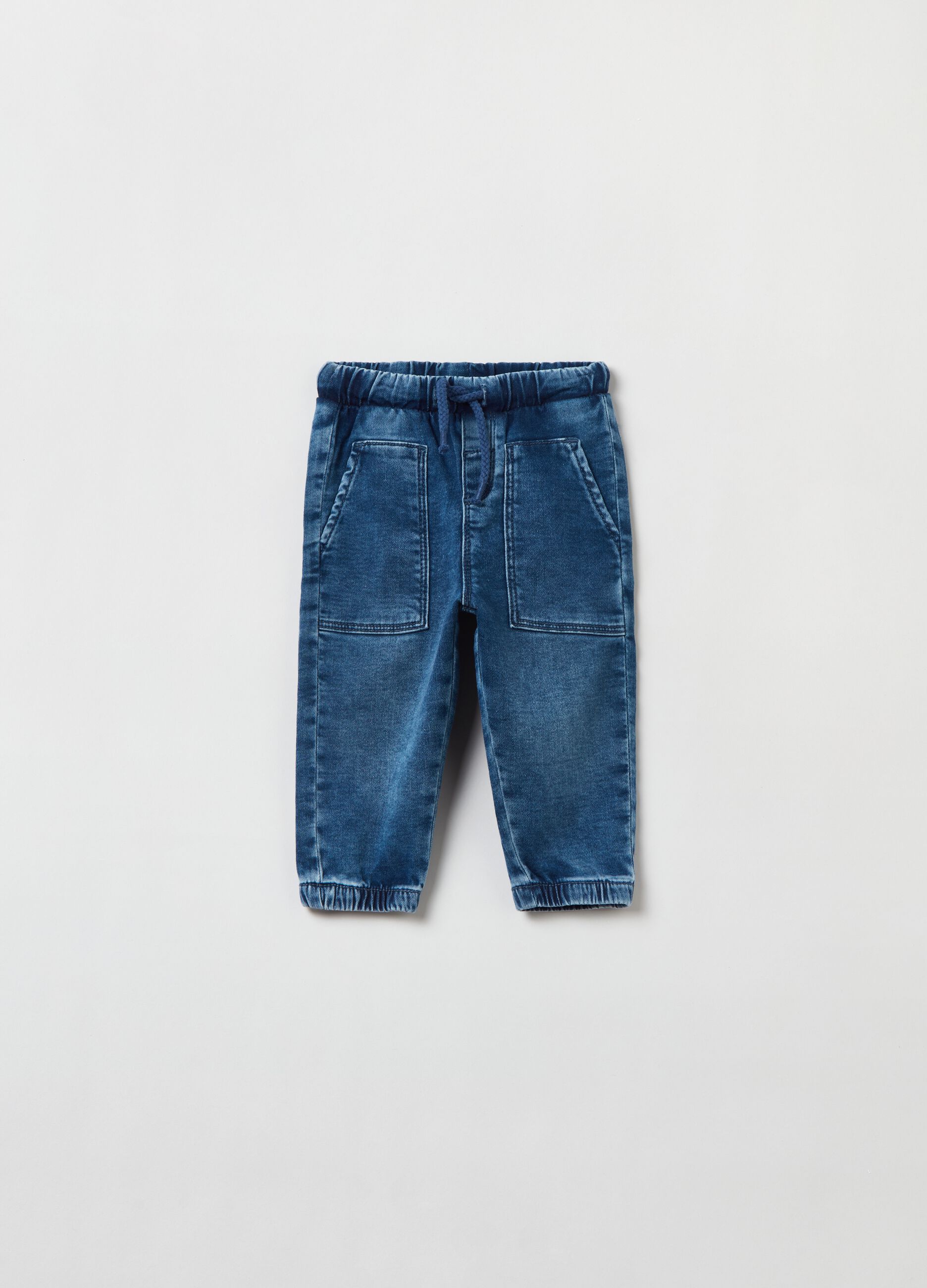 Joggers in denim con coulisse_0
