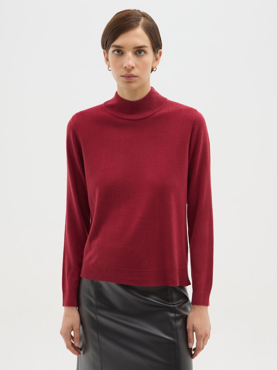 Red regular fit turtleneck jumper_0