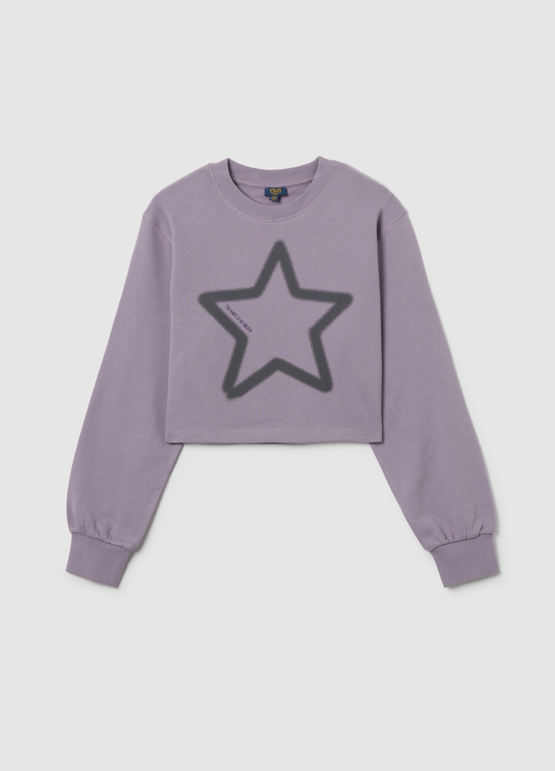 Girls' purple pure cotton sweatshirt regular fit with print
