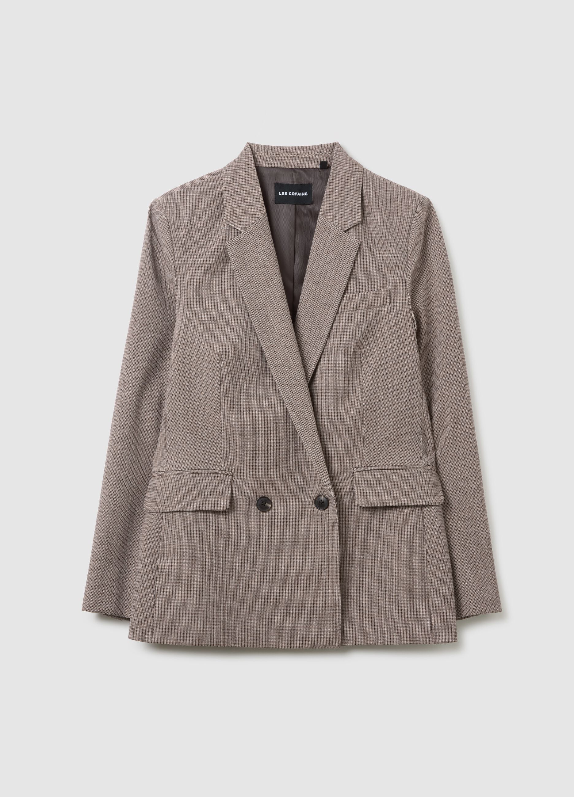 Beige Stretch Fabric Blazer Regular Fit