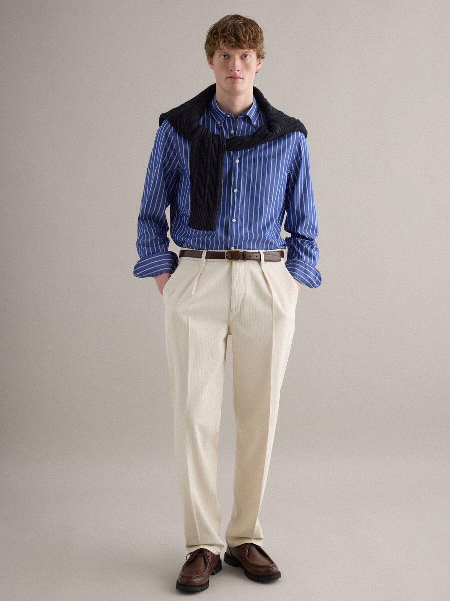 Multicolour striped pure cotton shirt, regular fit_1