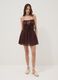Brown pure cotton mini dress with thin straps, regular fit_1
