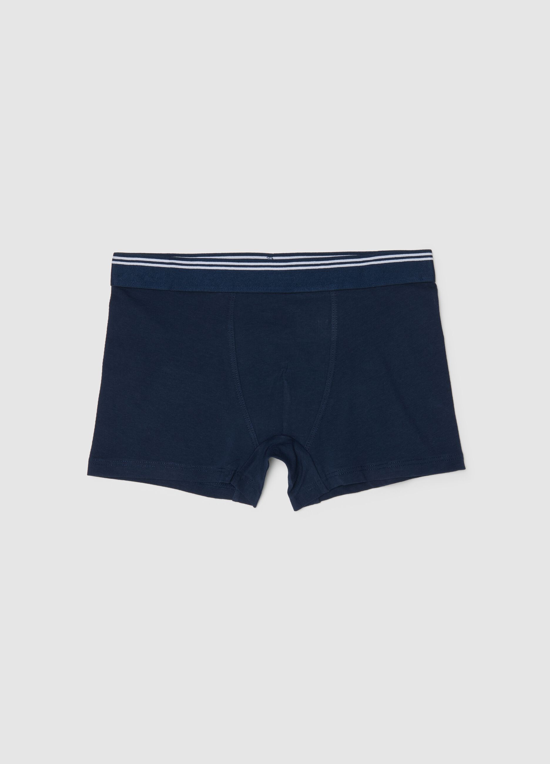 Regular fit boys' blue boxer shorts in stretch cotton
