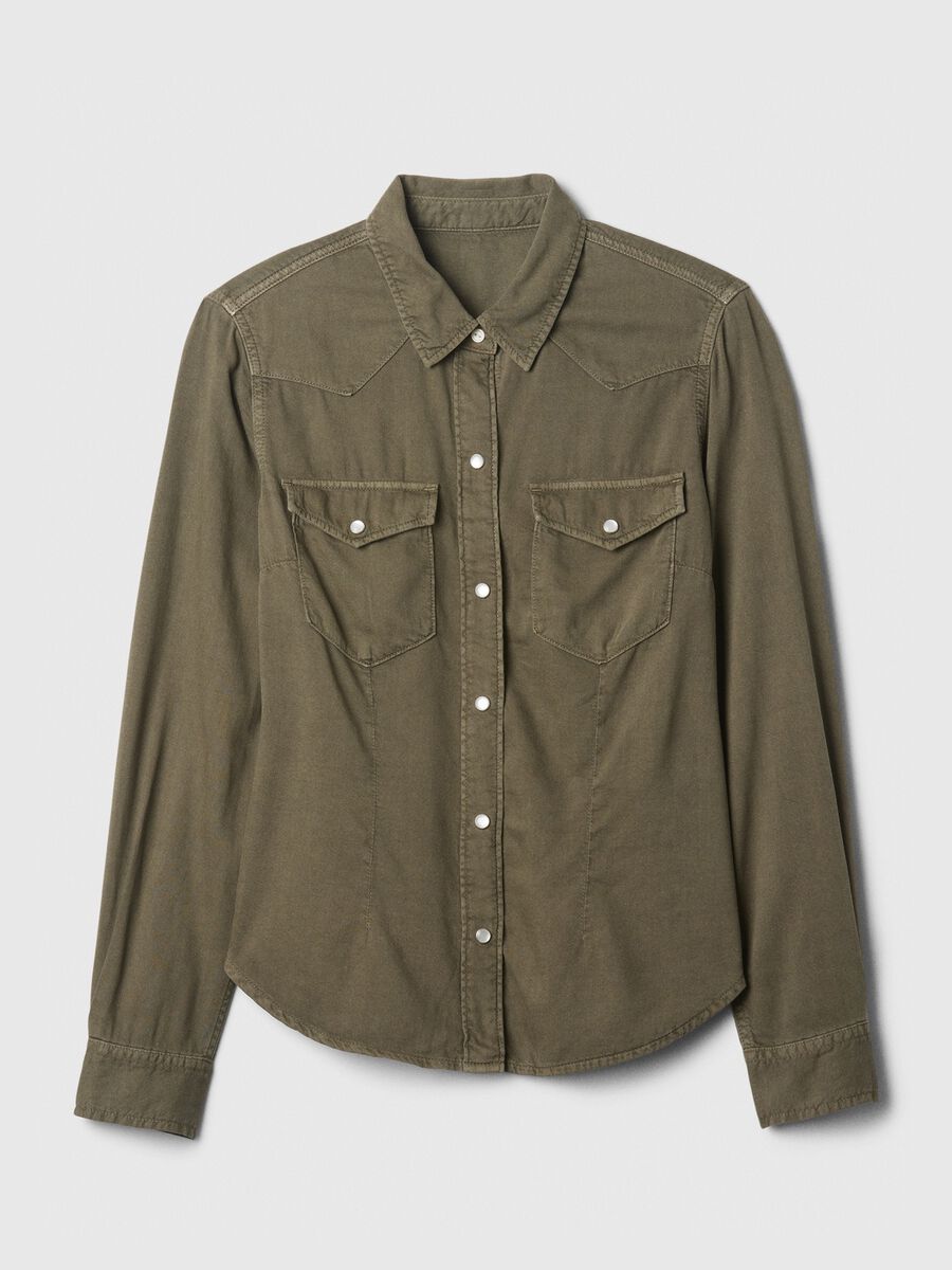 Western shirt in denim with pearl buttons_4