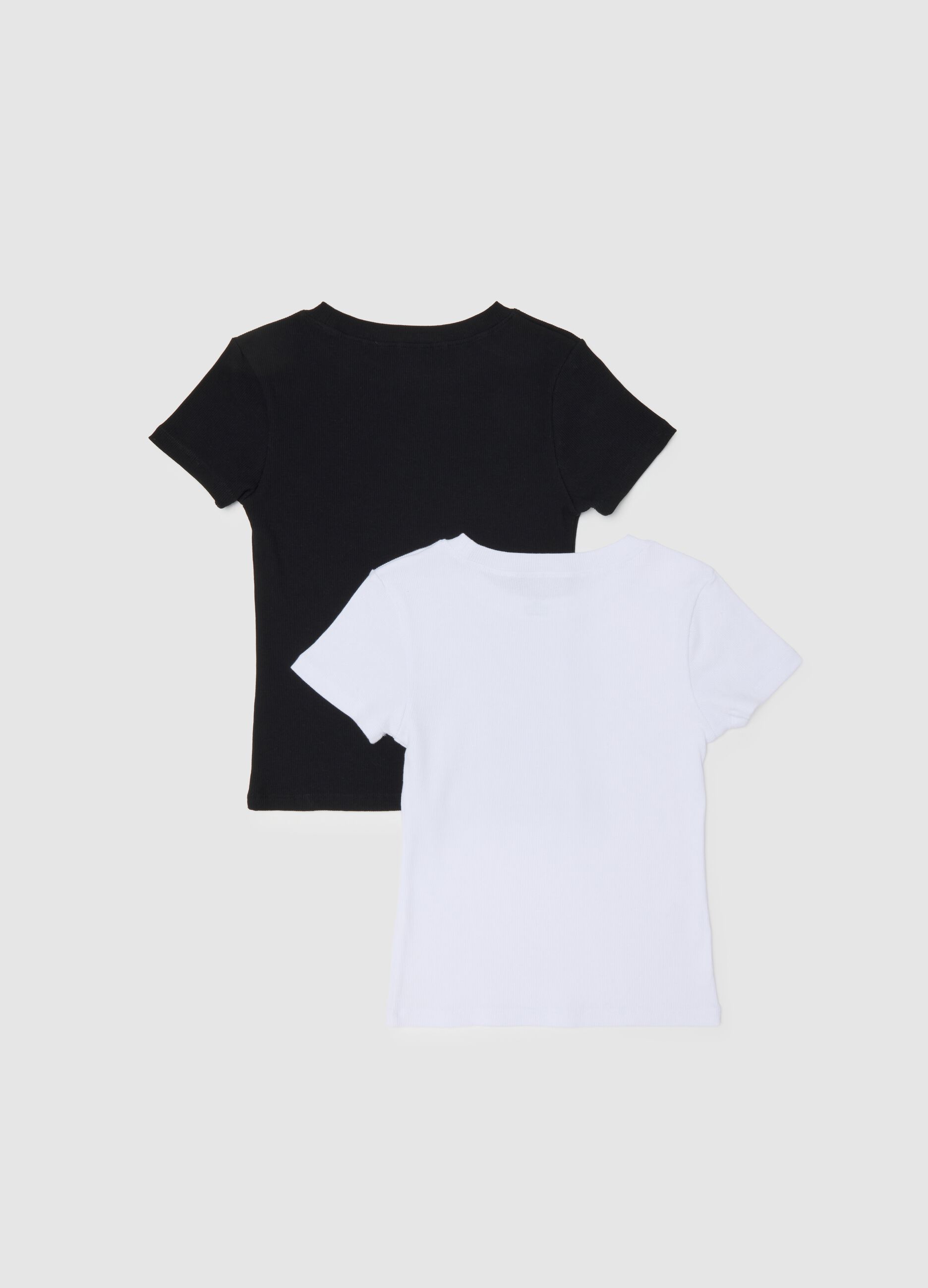 Black stretch cotton T-shirt for girls