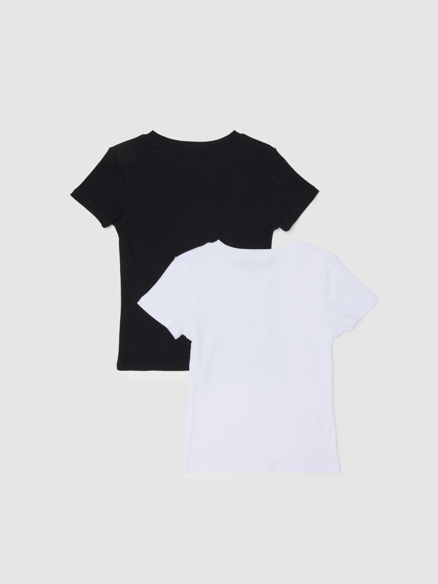 Black stretch cotton T-shirt for girls_1