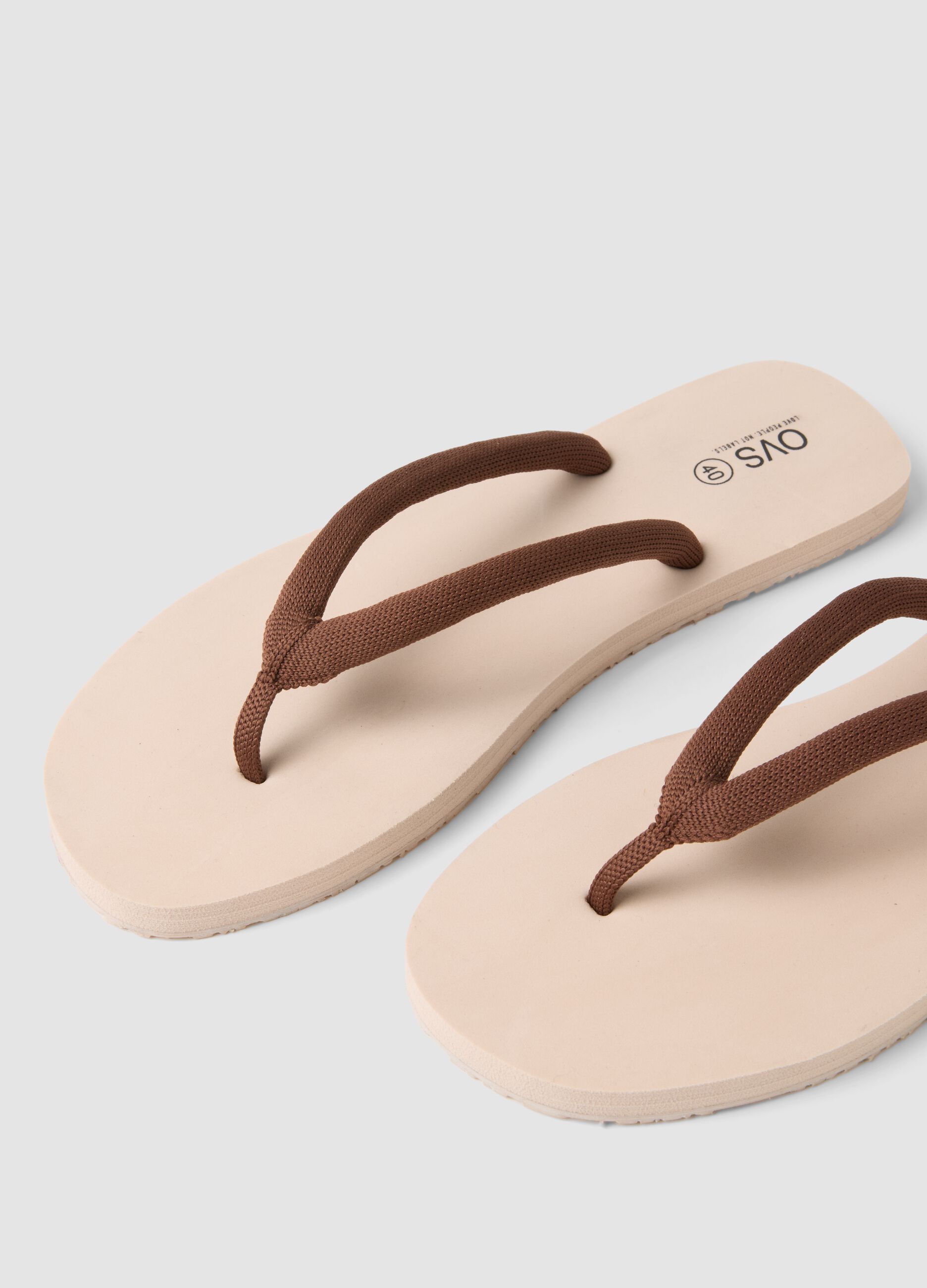 Beige flip-flops with wide straps