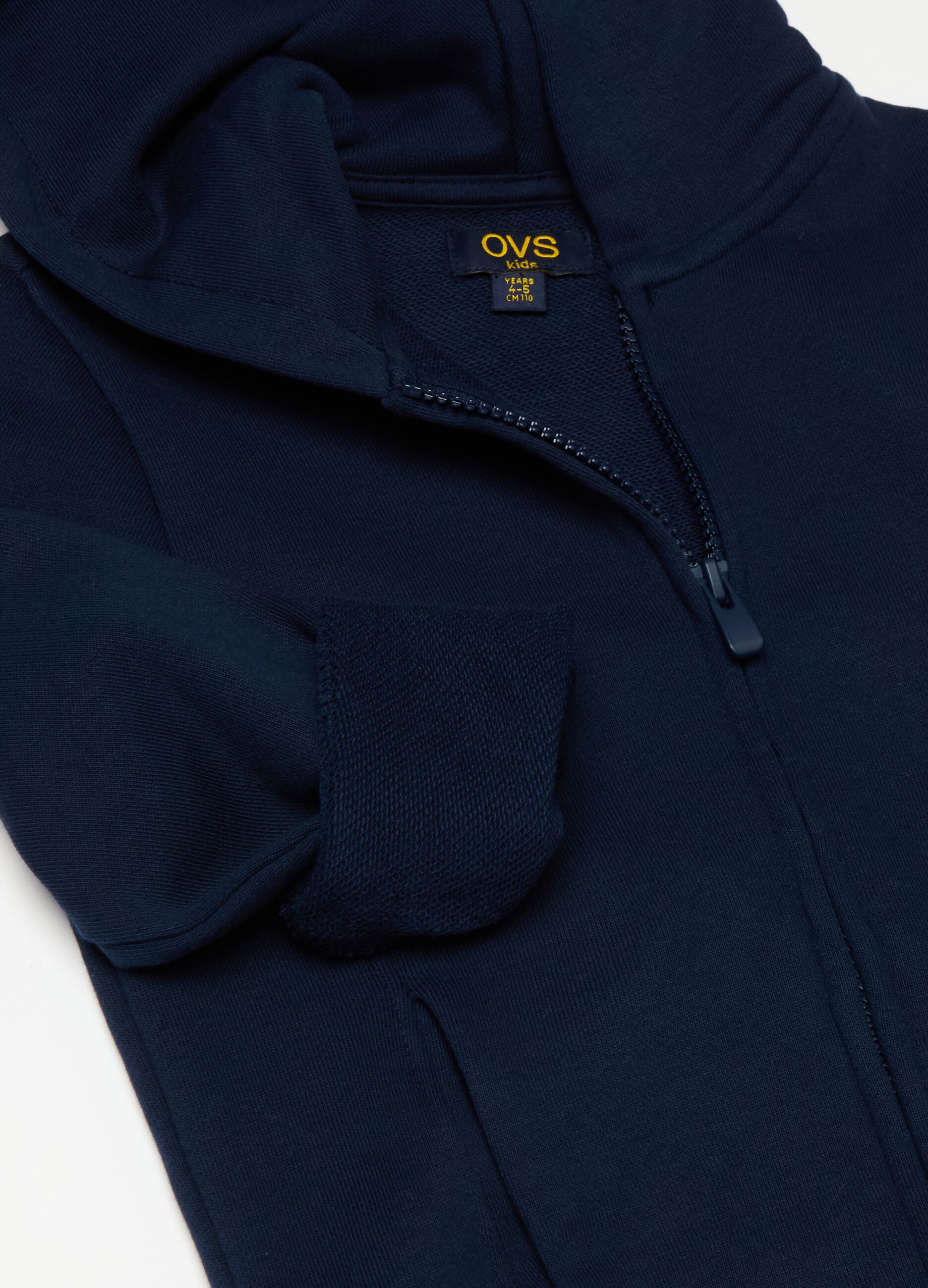 Full-zip Essential in cotone bio con cappuccio