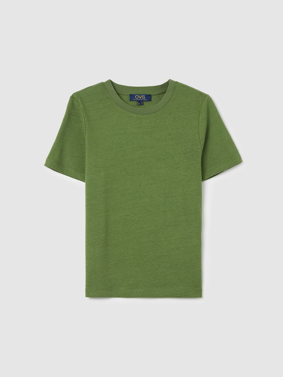 Green Cotton and Linen T-shirt_4