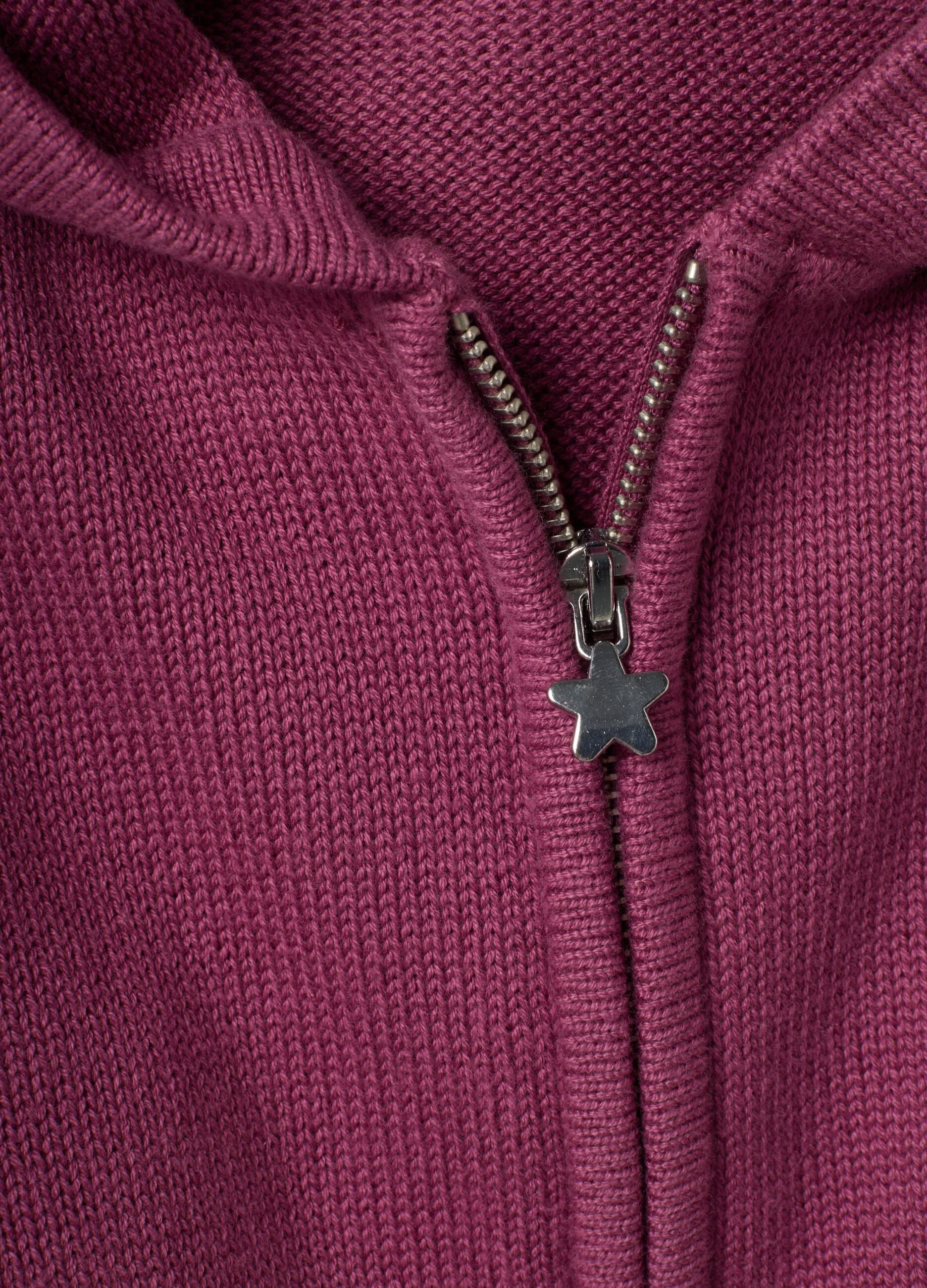 Girls&rsquo; Purple Hooded Cotton-Blend Cardigan