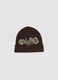Cappello marrone in lana elasticizzato a coste_0
