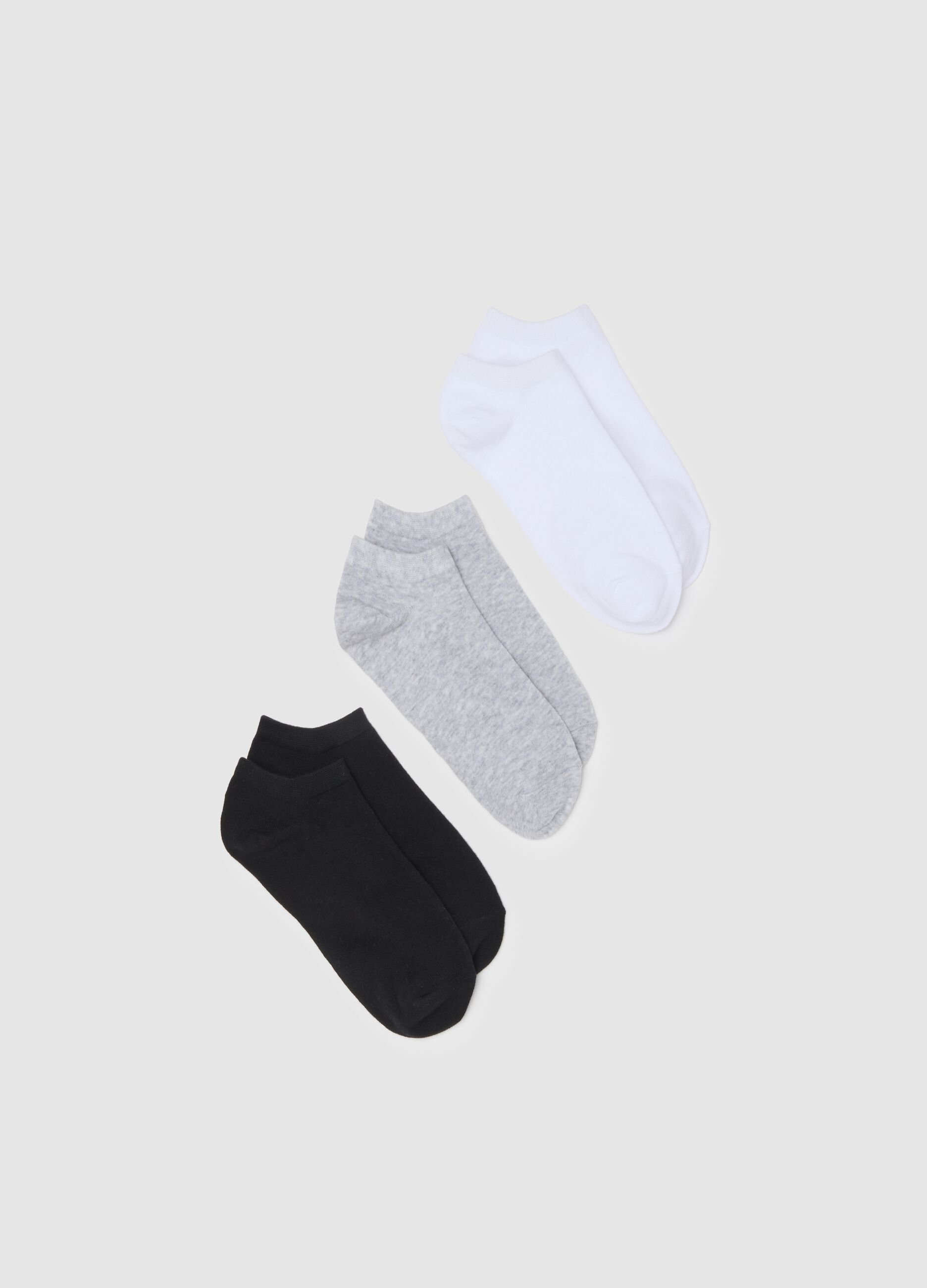 Multicolor Short Socks Tripack in Stretch Cotton Blend