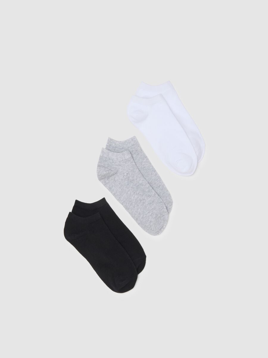 Multicolor Short Socks Tripack in Stretch Cotton Blend_0