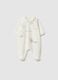 White newborn playsuit in regular fit cotton blend with embroidery_0
