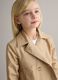 Double-breasted beige cotton blend girl's trench coat with embroidery_2