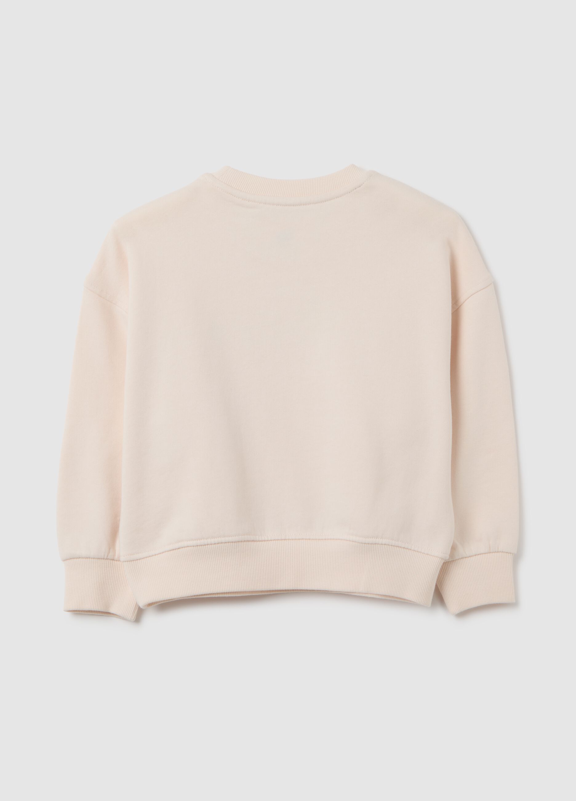 Girls' beige pure cotton sweatshirt with print
